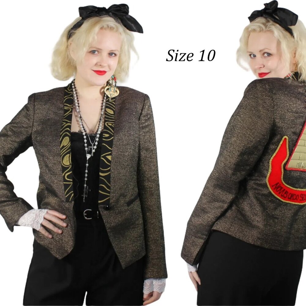 Desperately Seeking 80s Pyramid Style - Size 10 Metallic Gold Black Susan Jacket